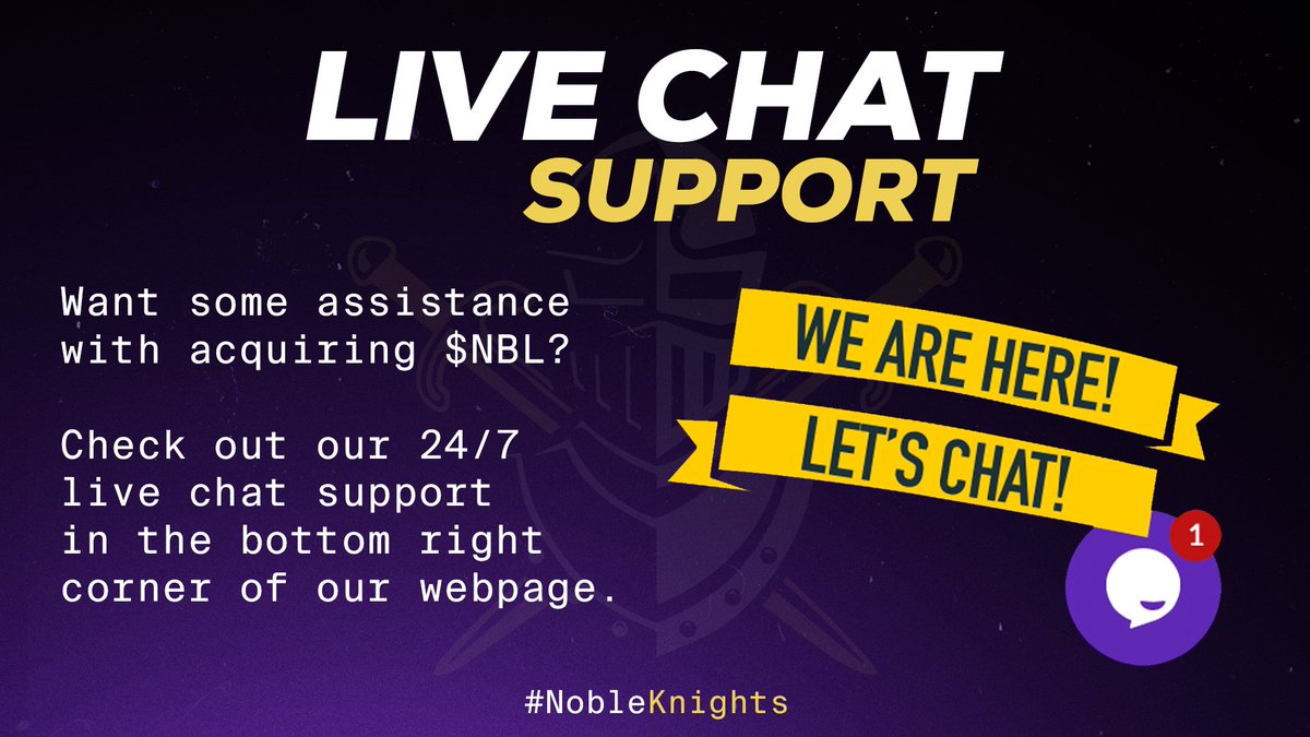 NobilityGG's tweet photo. ⚔️ Make sure to take full advantage of our 24/7 Nobility live chat support feature on our website! 💬
https://t.co/XufAZZGz8E

#NobilityToken #Nobility #NobleKnights #24/7 #Support #Chat #Website #NBL https://t.co/Bp4GmTfZQS