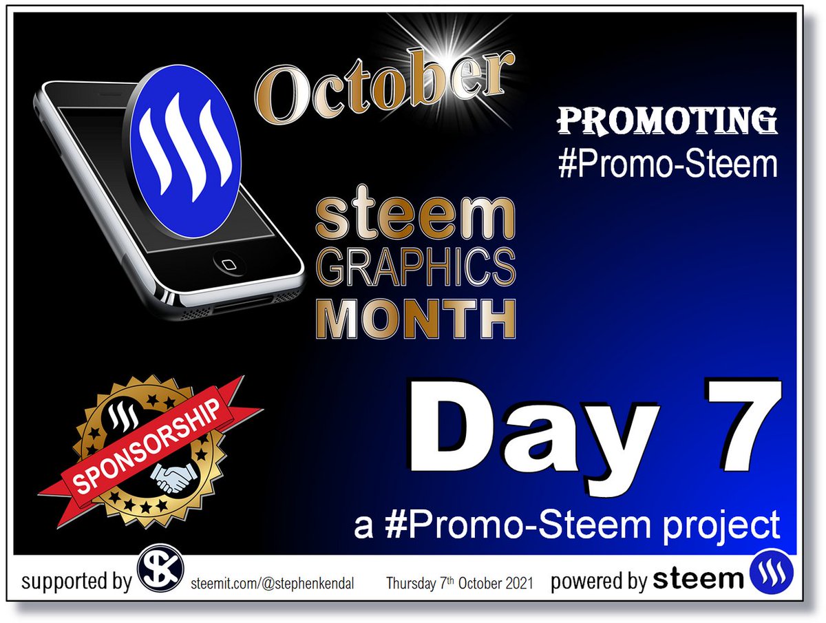 StephenPKendal's tweet photo. October #Steem Graphics Month - Day 7. Promoting the #PromoSteem Project.

#blockchain #socialmedia #steemit #rewards 

https://t.co/s79UfSuBdY https://t.co/JIizxZBVNc