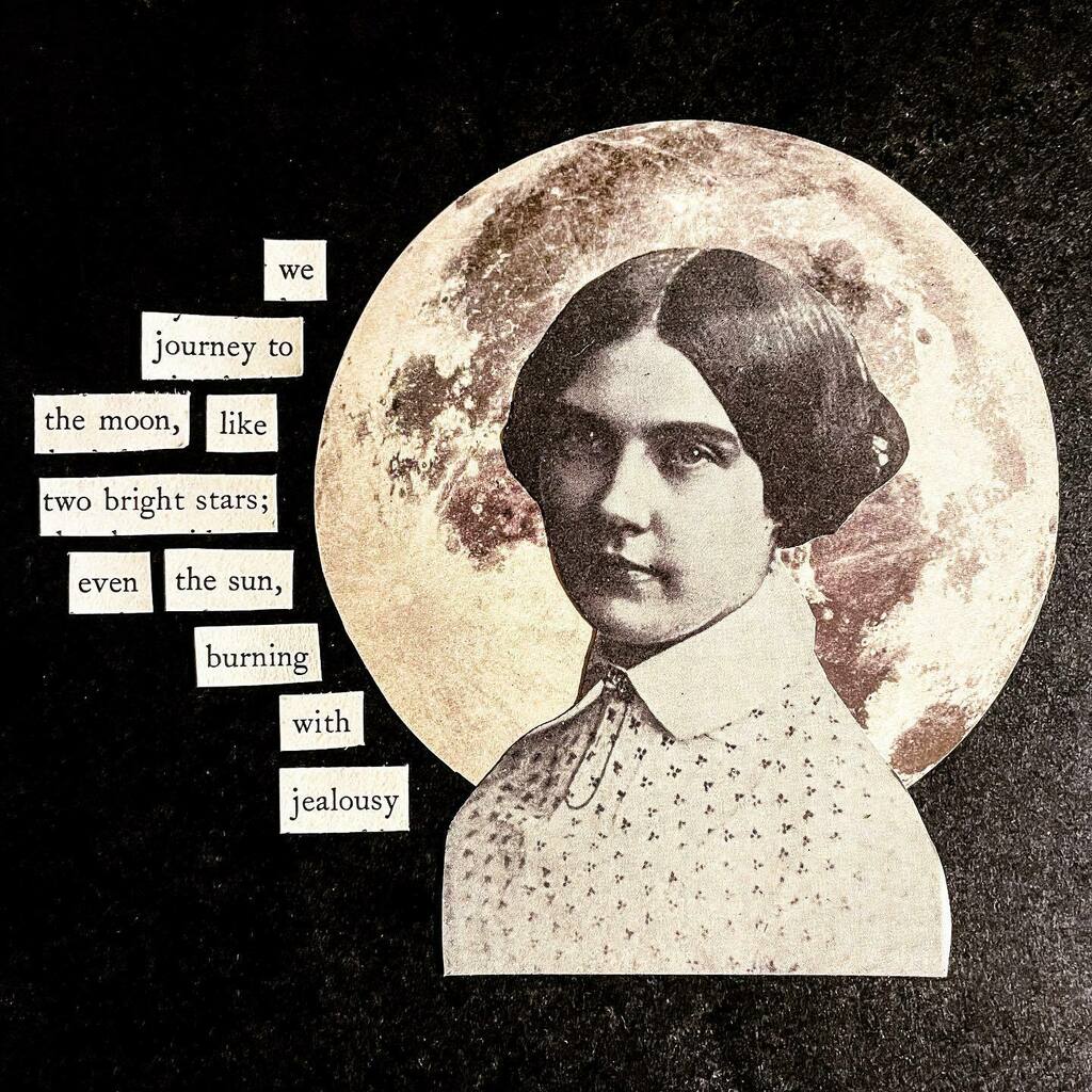 fade_blackout's tweet photo. .
We journey to the moon
Like two bright stars
Even the sun burning
With jealousy 

🌕🖤

#blackoutpoetry #foundpoetry #erasurepoetry #makeblackoutpoetry #poetry #poetrycommunity #poetsofig #micropoetry #visualpoetry #poetryisnotdead #spilledink #words… https://t.co/KWL8otltWT https://t.co/YzwcyuCwIY