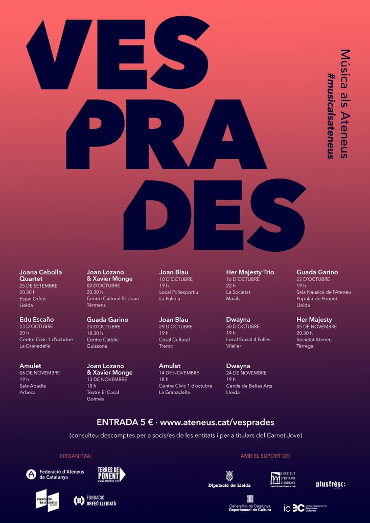 RadioBalaguer's tweet photo. Joan Blau @joanblaumusic actuarà a l’Ateneu Popular de #Fuliola #Urgell aquest diumenge a les 19h dins del cicle de concerts VESPRADES | MÚSICA ALS ATENEUS https://t.co/dsirg60psA https://t.co/aEUeogyfkJ