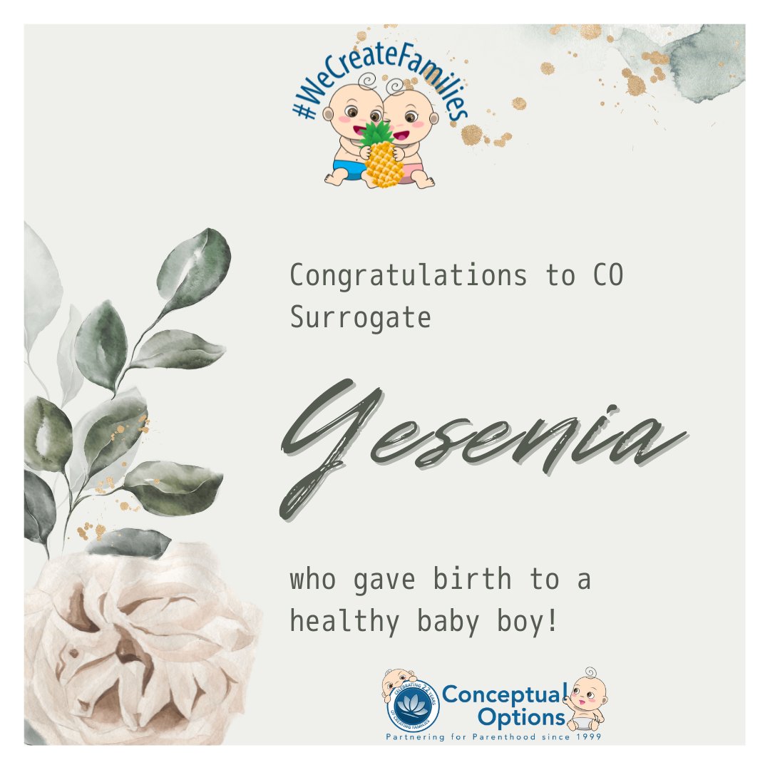 surrogacycenter's tweet photo. Surrogate Update - Congrats to CO Surro, Yesenia, who gave birth to a healthy baby boy! We are so happy for her & her IPs! Hooray!
#WeCreateFamilies at #ConceptualOptions if you are interested in becoming a Parent through #Surrogacy click here: https://t.co/y2yQnGIcd5 https://t.co/q811HqwqXn