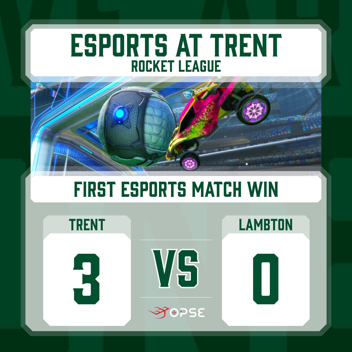TrentExcalibur's tweet photo. HISTORIC FIRST 🏎️

Congratulations @TrentUEsports, as they earned their first eSports match WIN last night! 🎂

In their first @RocketLeague match of the @TeamOPSE season, @TrentUEsports captured a 3-0 win over the @LambtonLions team!

#1Excalibur #1EX @TrentUniversity https://t.co/sZwWO0HTVW