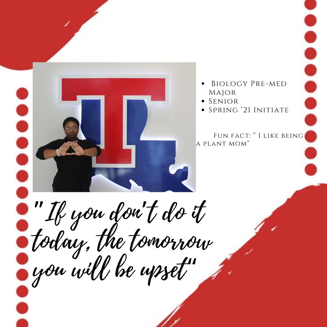 LaTechDeltas74's tweet photo. This week we will be introducing the members of the Kappa Chi Chapter of Delta Sigma Theta Sorority, Inc. Today’s introduction will be Mya Malone. https://t.co/QYez1uHWJd