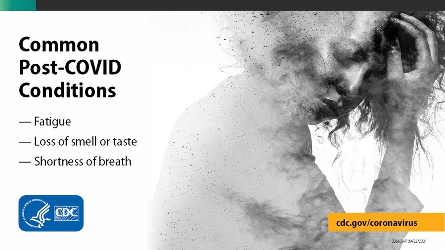 HHS_ASH's tweet image. A @CDCgov study showed that adults who had #COVID19 can have lasting health problems like fatigue, loss of smell or taste, and shortness of breath. These symptoms can last 4 weeks or longer. Get vaccinated NOW to help protect yourself and others: vaccines.gov