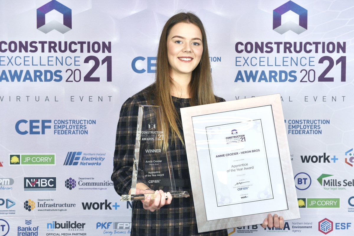 🎉APPRENTICE OF THE YEAR - ANNIE CROZIER🎉

We are delighted to announce that Annie has received the Apprentice of the Year award from <a href="/CEFNI1/">CEF</a> at the Construction Excellence Awards 2021. 

Well deserved Annie, massive congratulations from all at #HeronBros

#CEFAwards2021