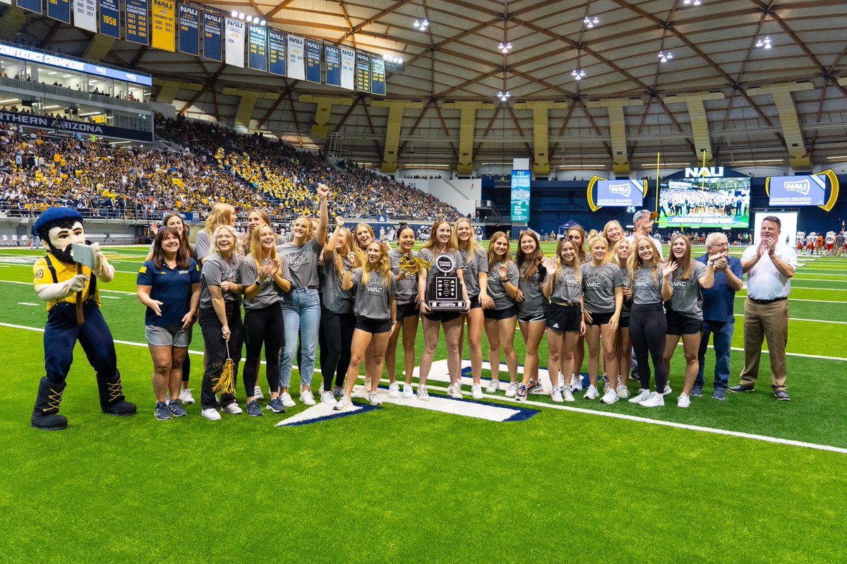 NAUSwimDive's tweet photo. We had a blast celebrating our eighth WAC Championship at the game Saturday! 

Let’s run it back! 

#NAUStrong ⚒🌲💪 #WACSD https://t.co/C1nusP8wDE