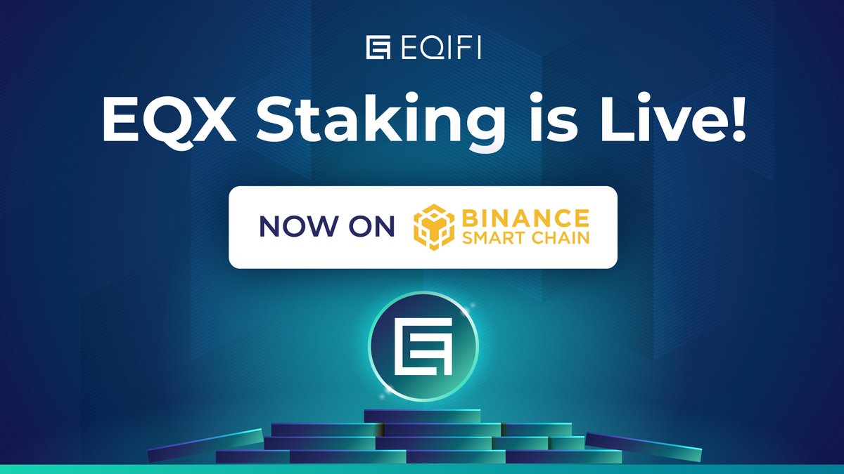 eqifi_finance's tweet photo. 🎊It's official! 
EQX staking on @BinanceChain is live!

📍Stake now on https://t.co/vjtL0hE9WO

#EQIFi #Binance #BinanceSmartChain #BSC #DeFi #Staking #fintech #btc #bitcoin #investment #decentralized #cryptocommunity https://t.co/tvTxjkiwjZ