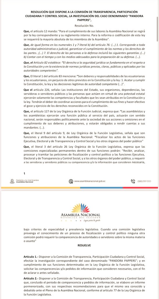 SofiaEspinRC's tweet photo. Con 104 votos a favor de 137 Asambleístas se aprobó moción de @RonnyAleagaS para que la Asamblea defina Comisión que investigue #PandoraPapers. Esto es lo que el pueblo se merece: respuestas claras y la verdad de los hechos, que se investigue todo. #LosCorruptosSiempreFueronEllos https://t.co/7NcbVoYhrm