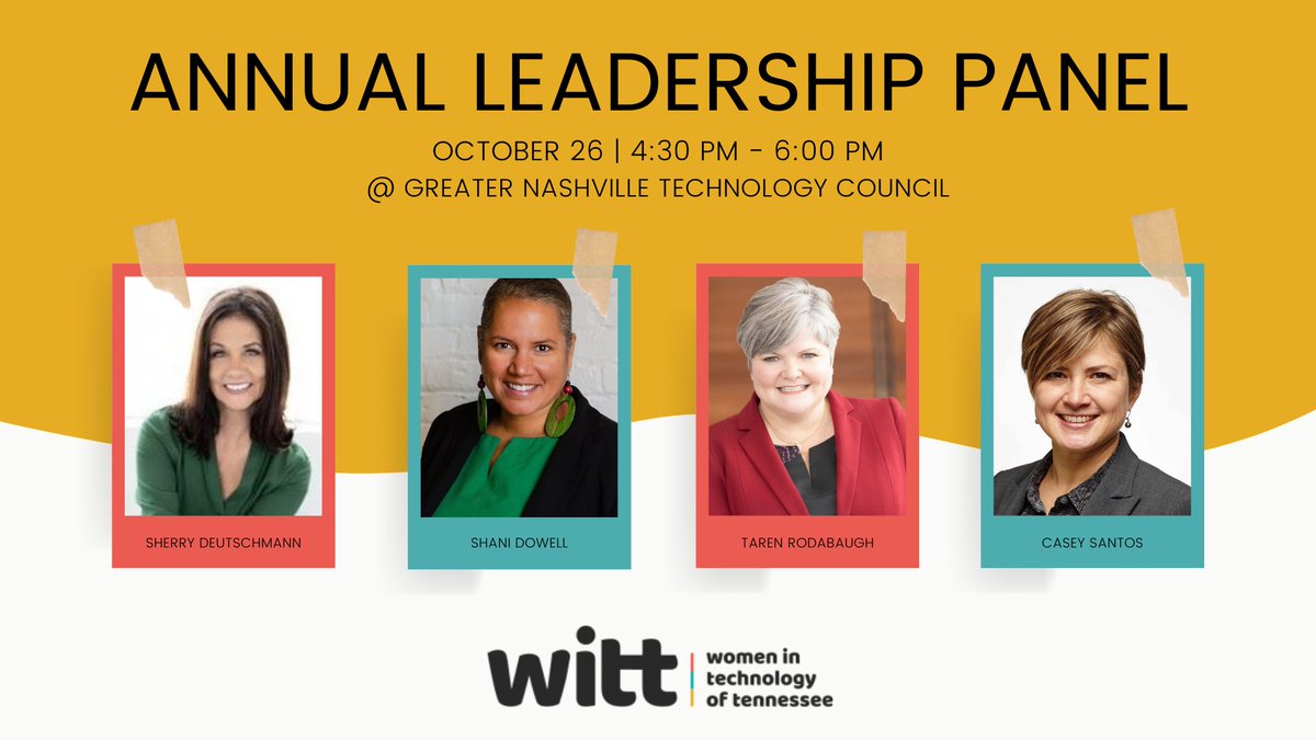 Have you registered for this month's professional development opportunitiy? 

Join us for our Annual Leadership Panel! 

wittn.org/event-4443307

#womenintech #professionaldevelopment #techcommunity