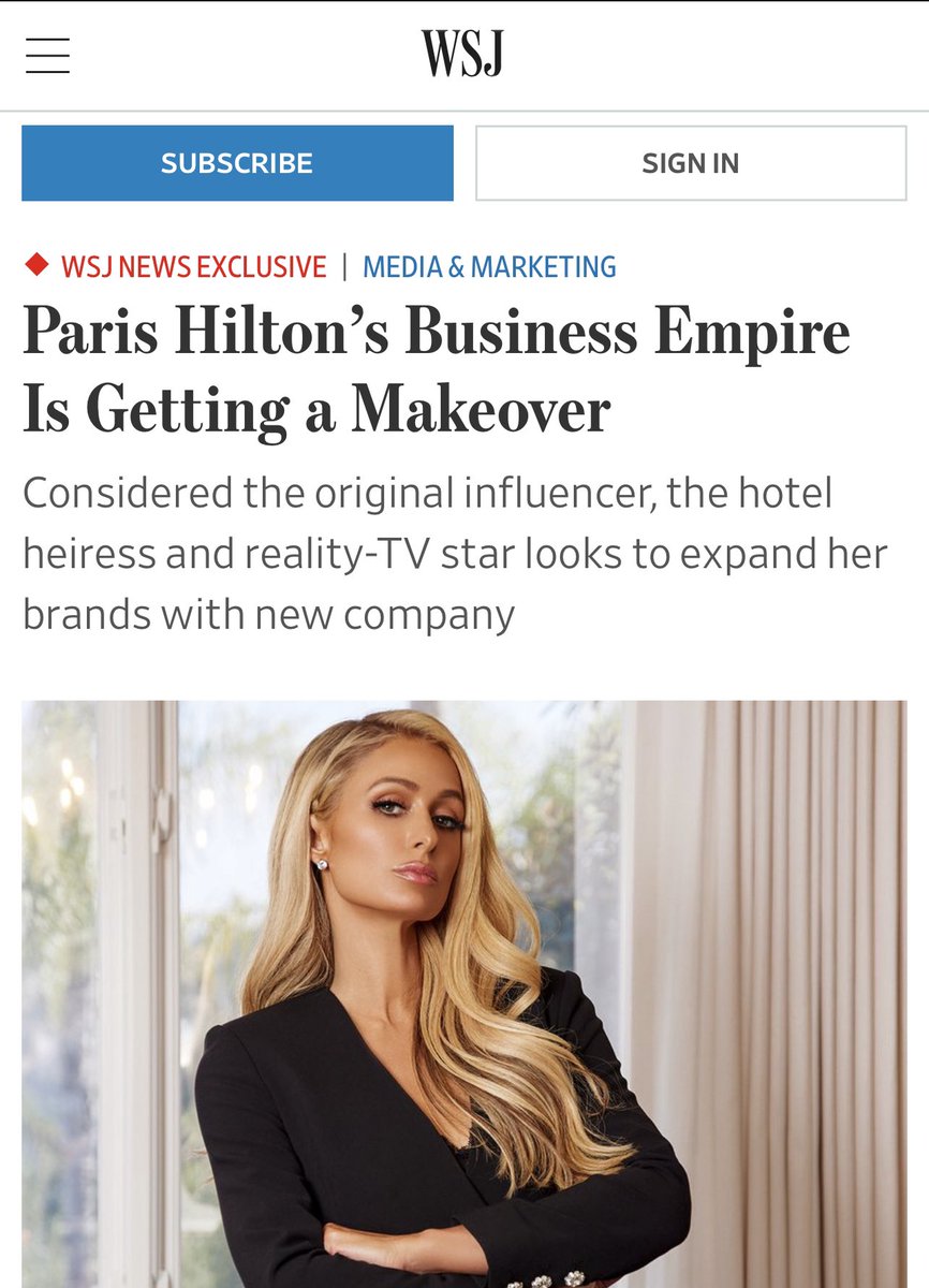 ParisHilton's tweet photo. I’m so excited to announce my next chapter as a business woman with my new company, 11:11 Media. So much more to come and I can’t wait to share! https://t.co/F1I6CD9A4U Thank you @WSJ @TalalNAnsari for the announcement. ✨ https://t.co/vg0HP9gqyO