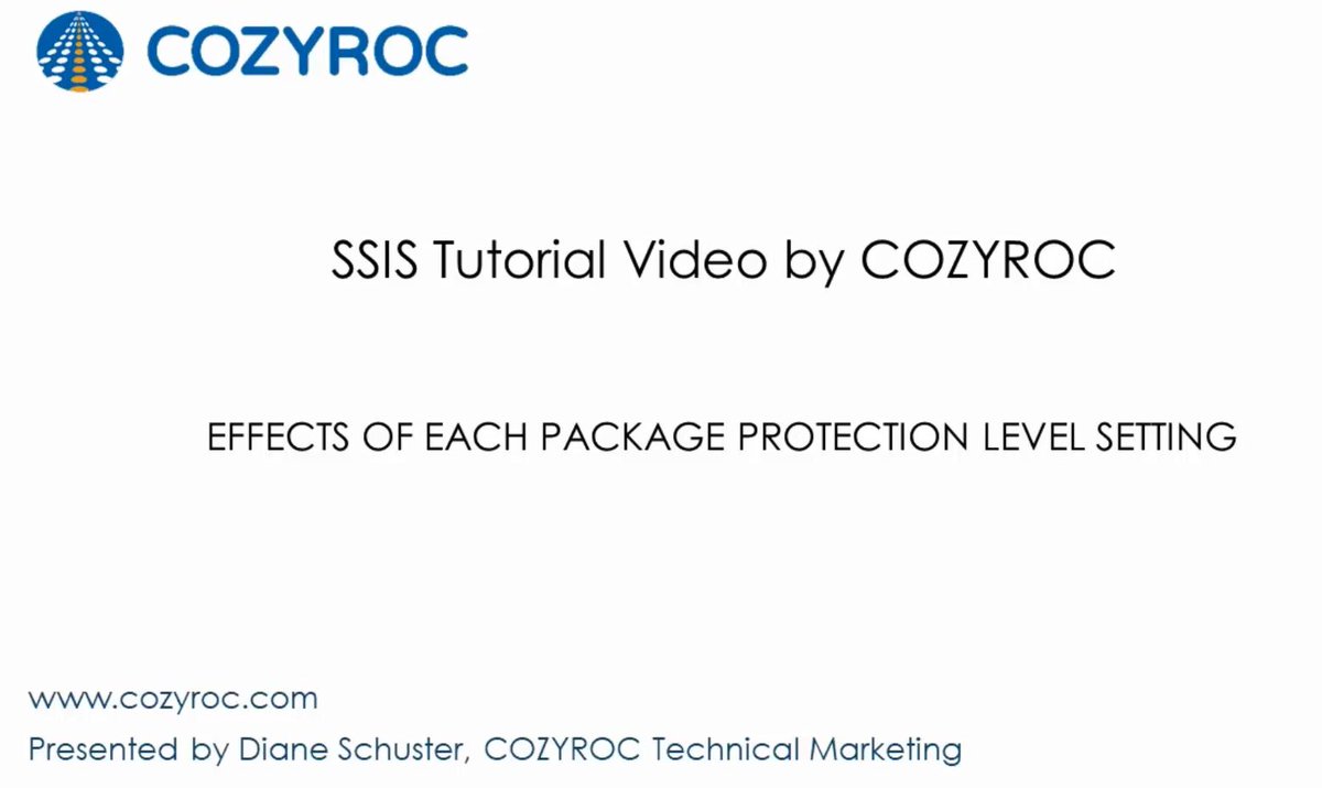 CozyRoc's tweet image. SSIS package protection 🔒 level settings. How to use package protection levels in SSIS using various package protection level settings. 
youtube.com/watch?v=CS49-a…

#SSIS #ETL #SSISTutorial #COZYROC #ProtectionLevelSSIS #SQLServer