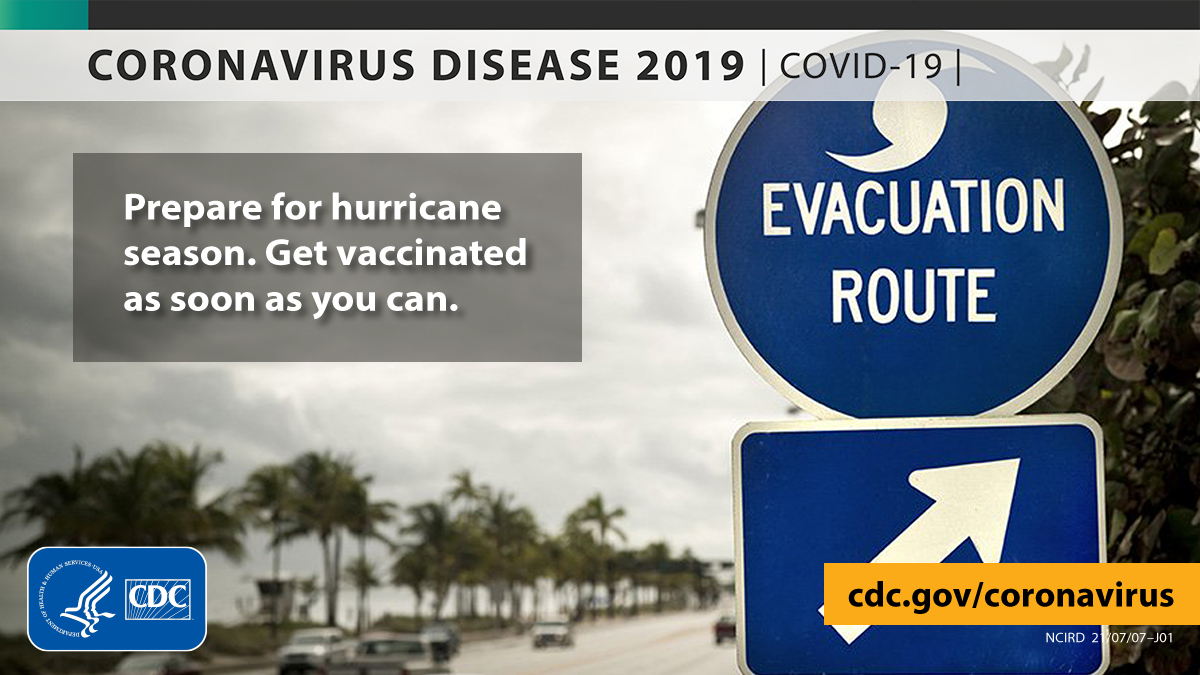 CDCEnvironment's tweet photo. #PrepYourHealth to evacuate this #hurricane season.
• Know a safe place to shelter.
• Listen to local officials.
• Follow @CDCgov recommendations to stay safe from #COVID19 when in a disaster shelter.
• Get a COVID-19 vaccine as soon as you can. 
More: https://t.co/T1NQYA7kiX https://t.co/QdgTjaeR9z