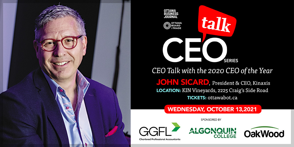Have you RSVP’d for #CEOTalk on October 13 at <a href="/KinVineyards/">KIN Vineyards</a>? Don’t miss this exceptional conversation between Michael Curran, Publisher of the <a href="/obj_news/">Ottawa Business Journal</a> and the 2020 CEO of the Year John Sicard. Tickets are limited. RSVP at ➡️ bit.ly/3Fakdf9 #Ottawa #OBoT