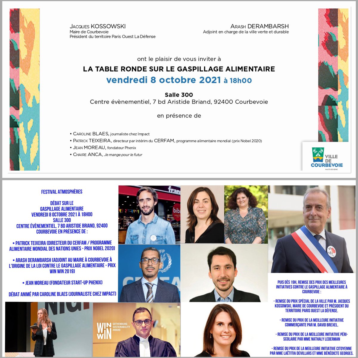 Débat sur le #GaspillageAlimentaire à #Courbevoie avec <a href="/Arash/">Arash Derambarsh 🇫🇷🇪🇺🌳 PhD in Law</a> Derambarsh (adjoint maire à l’origine de la loi / Prix WinWin 2019), <a href="/patcriolo/">Patrick Teixeira</a> (<a href="/WFP_FR/">PAM (WFP in French)</a> Prix Nobel Paix 2020), <a href="/carolineblaes/">Caroline</a>, <a href="/Jean_MOREAU_/">Jean MOREAU</a> (<a href="/phenixfr/">Phenix</a>), M. le Maire <a href="/jakossowski/">Jacques Kossowski</a> (<a href="/VilleCourbevoie/">Ville de Courbevoie</a>) et de nombreux élus