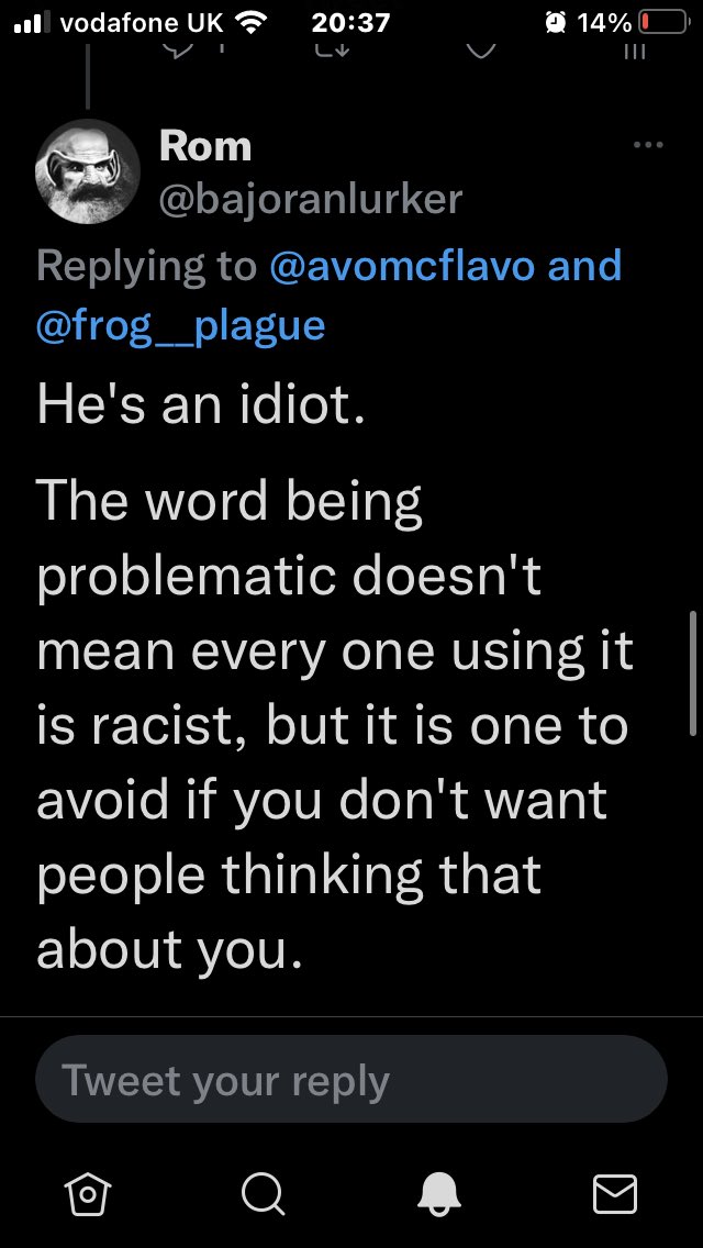 Whit bloke tells David Lanny he’s an idiot because he used the word thug. It’s racist apparently