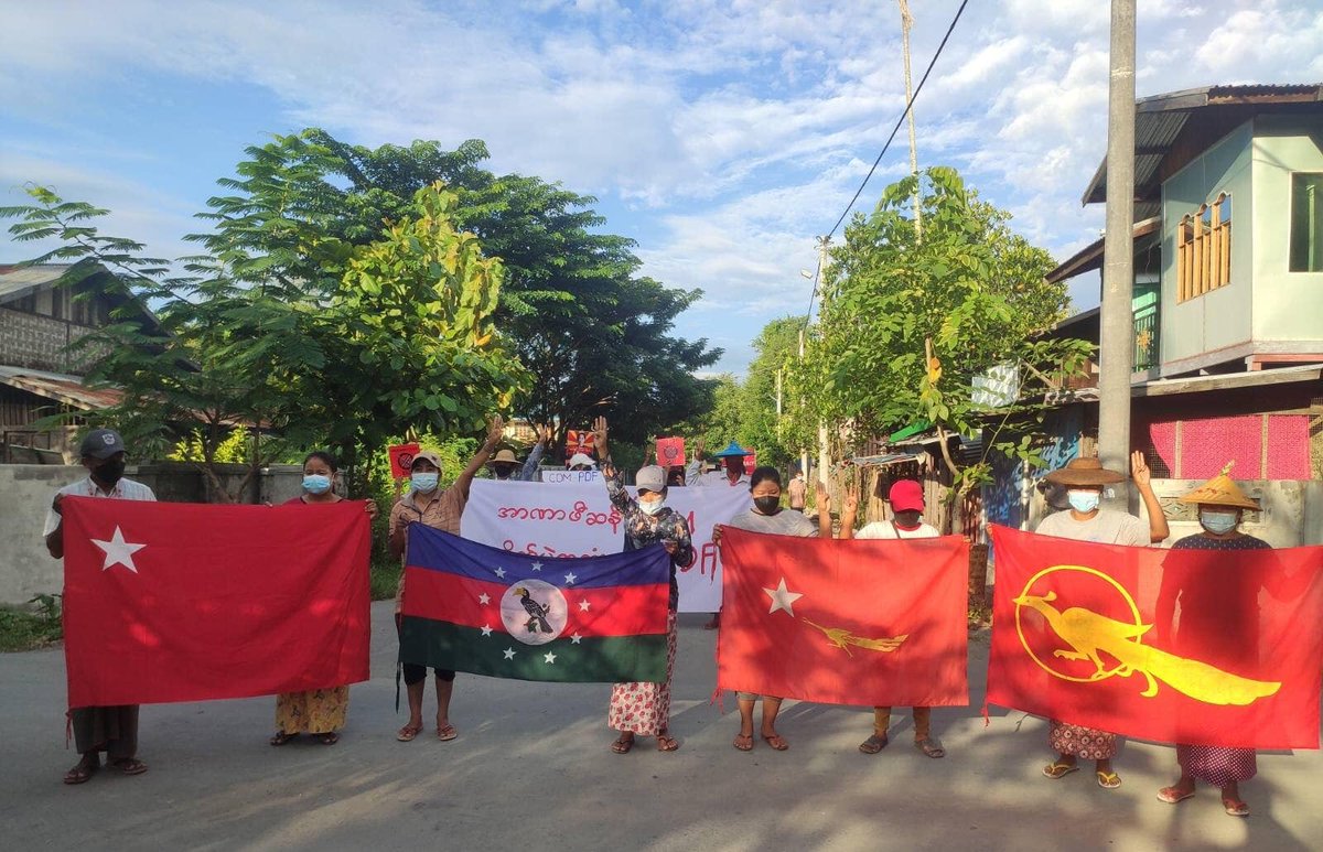 MROSE66943275's tweet photo. 242 days in protest of #Kale residents on today and urge to support #CivilDisobedienceMovement & #PeopleDefenceForces to eradicate fascist army(Oct7).
#Myanmar
#ASEAN_StandForDemocracy
#OurGovernmentNUG
#Oct8Coup
#WhatsHappeningInMyanmar
#ReleaseTheDetainees
#UN_RecognizeNUG https://t.co/MrP5KgxaaM