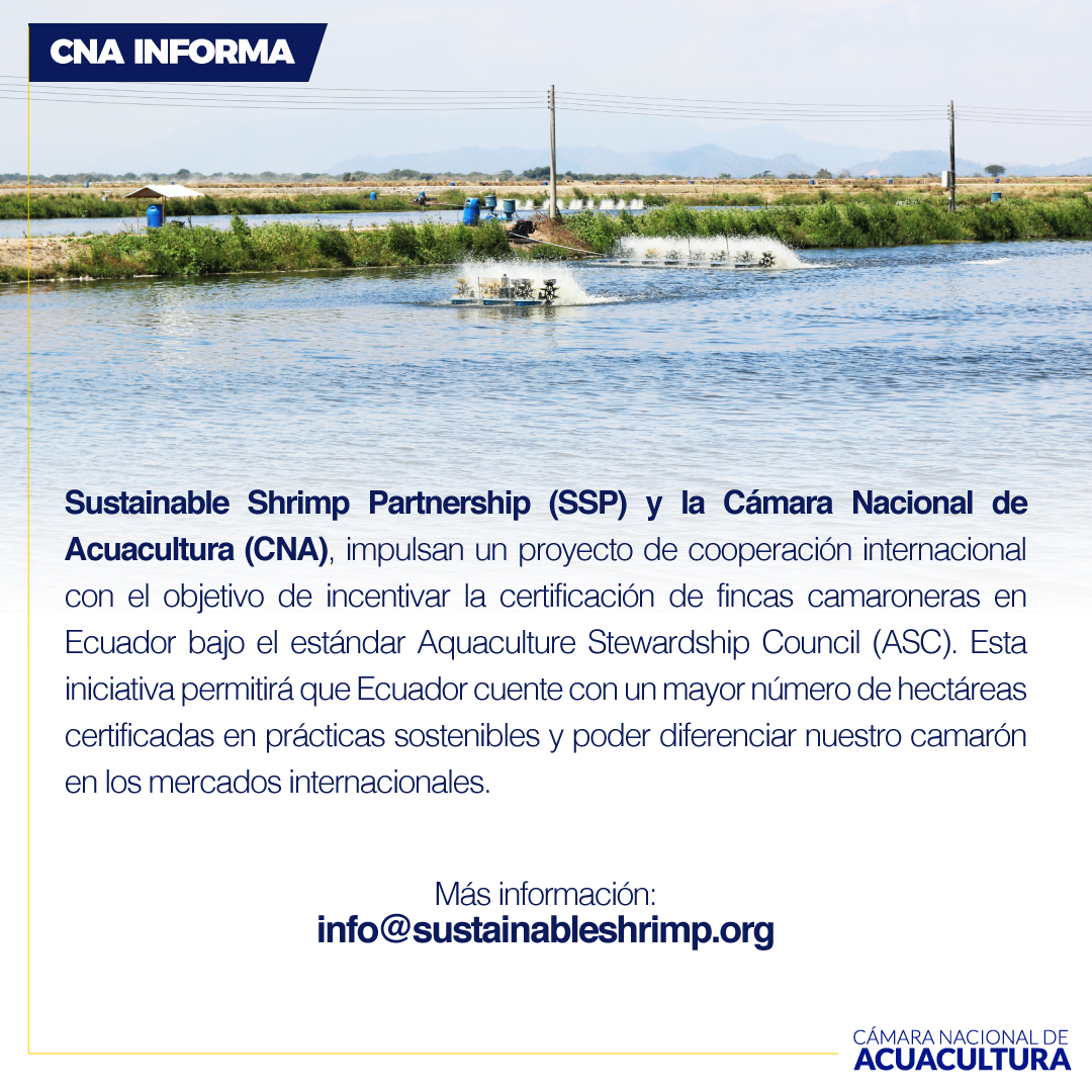 cnaecuador's tweet photo. #CNAInforma I @SShrimpPartner y @cnaecuador impulsan un proyecto de cooperación internacional con el objetivo de incentivar la certificación de fincas camaroneras en Ecuador bajo el estándar Aquaculture Stewardship Council (ASC). https://t.co/yWfX5OnLJI