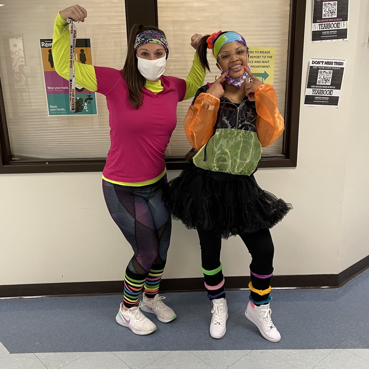 Spirit Week!! Today was Throwback Thursday. It brought a huge smile to my face to see our students and staff dressed up. #80sladies <a href="/MeadeHSAACPS/">MeadeHSAACPS</a> #HOCO2021 #jazzercise @