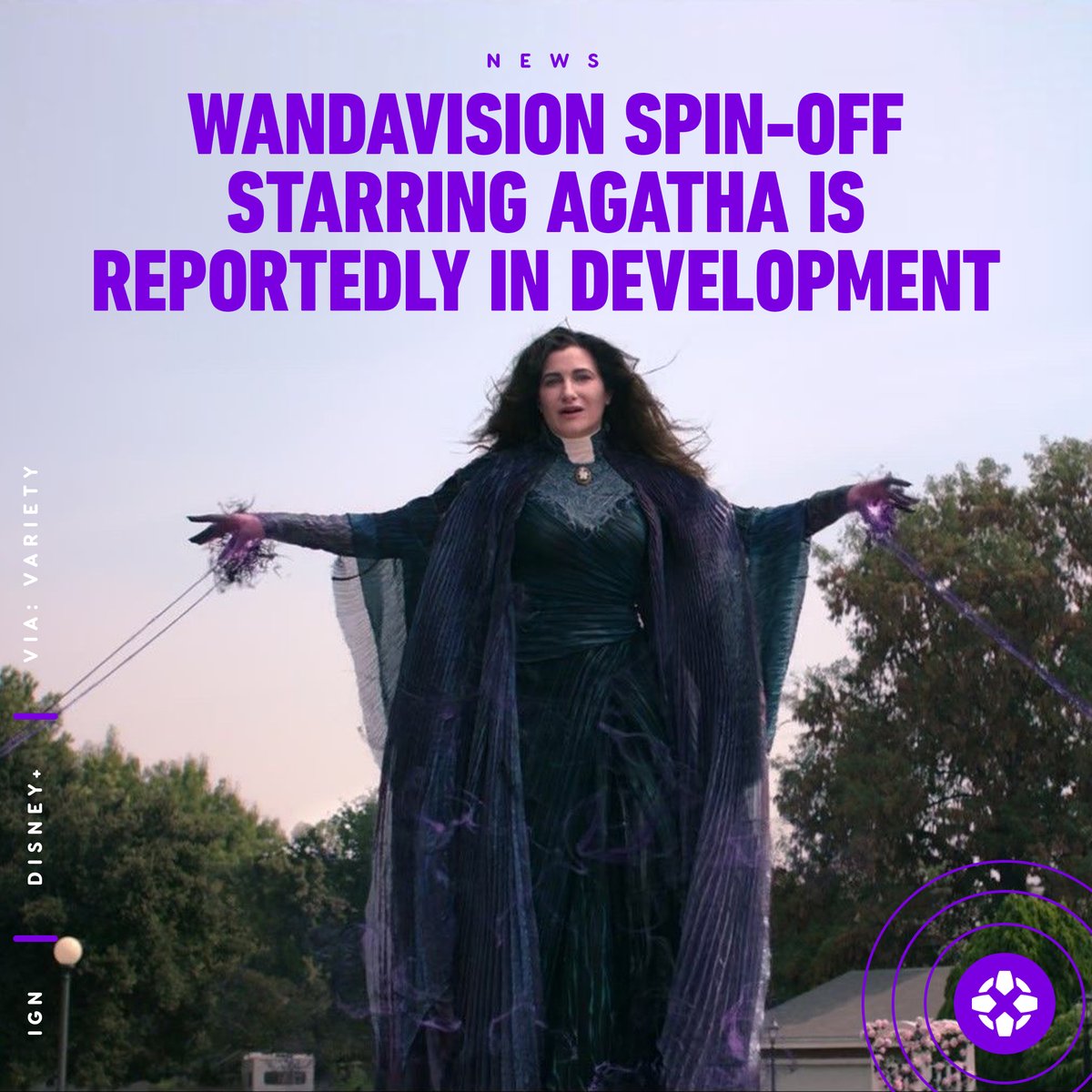 Kathryn Hahn will reportedly reprise her role as Agatha Harkness in a WandaVision spinoff that is believed to be a dark comedy. WandaVision's head writer Jac Schaeffer may serve as writer and executive producer. bit.ly/3oOu5FE
