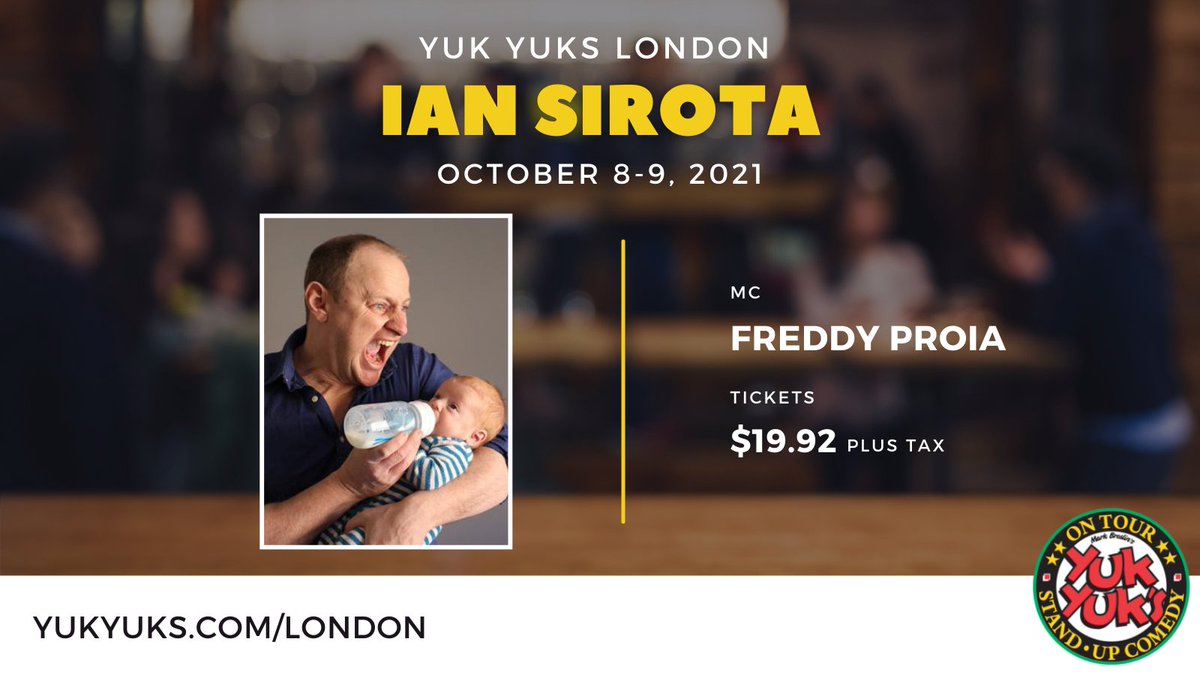 HEY LONDON! Come witness the hysterically funny Ian Sirota <a href="/yukyukslondon/">Yuk Yuk's London</a> with host Freddy Proia this weekend October 8-9! 

Tickets are $19.92 plus tax. See showtimes and purchase your tickets at yukyuks.com/london