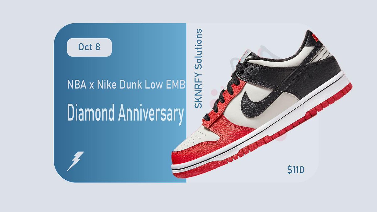 The NBA x Nike Dunk Low EMB ‘Diamond Anniversary’ will be releasing tomorrow October 8th at a retail price of $110!