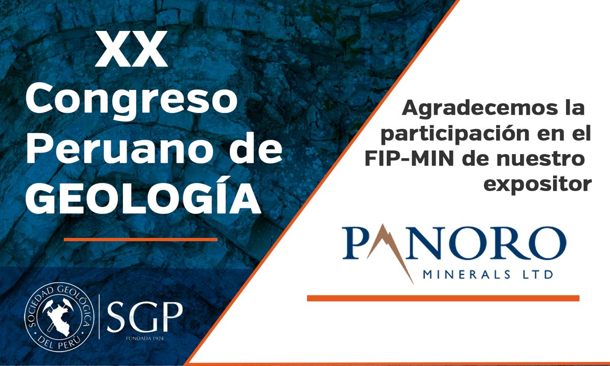 @PanoroMinerals es expositor destacado del FIP-MIN como parte del XX Congreso Peruano de Geología 2021.
Vea quienes más participan y súmese: 
congresoperuanodegeologia.com/auspiciadores/