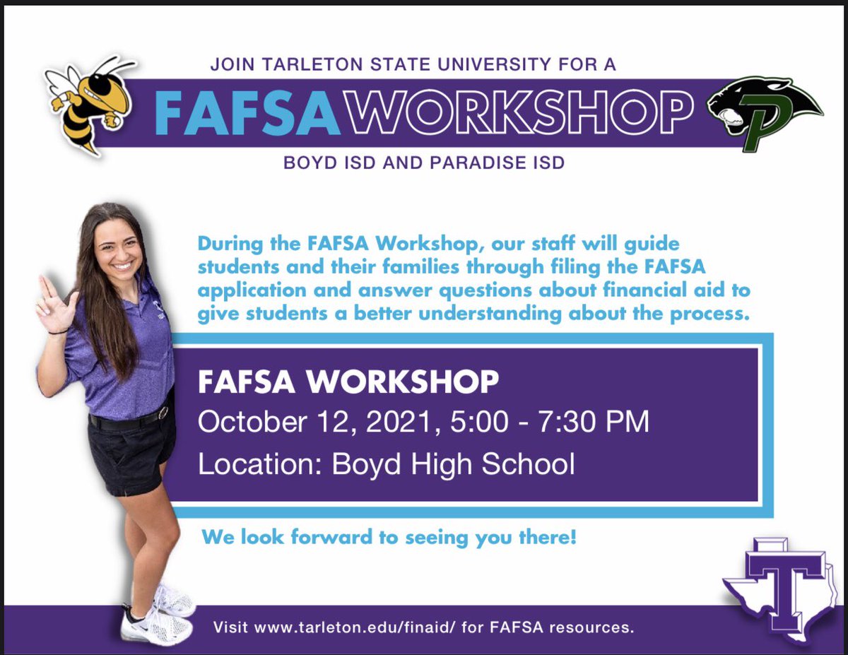 Excited for the Battle of 114 FAFSA style next week in Boyd! #TarletonBound #FAFSA