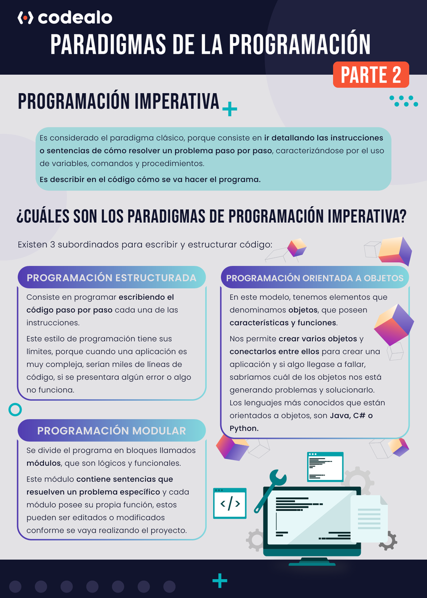 codealodev's tweet photo. PROGRAMACIÓN IMPERATIVA 👀
Parte 2 🎉
¡Hola Codevs! 🤘🏻🔥
Esta es la continuación del anterior tweet
Aprende programación en --> https://t.co/eQZngdIYBz 🚀
Crea, comparte y crece.💪🏻✨
#Codealo #Codevs #CreaComparteCrece #Programacion #ProgrammingLife #VidaDeProgramador https://t.co/jMboOOtIiE