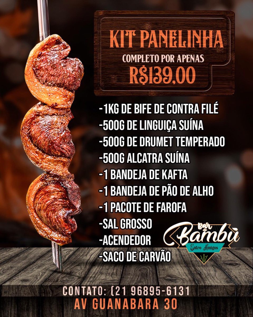 BardoBambu1's tweet photo. Queriam novidades? Então toma ✅
Agora temos os melhores kits churrasco em nossa loja,prepare a churrasqueira e aproveite seu dia com churrasco prático e de qualidade 😋🔥
#deliveryon✅
21 968956131 📲📲📲 https://t.co/NvkPv0nvE5