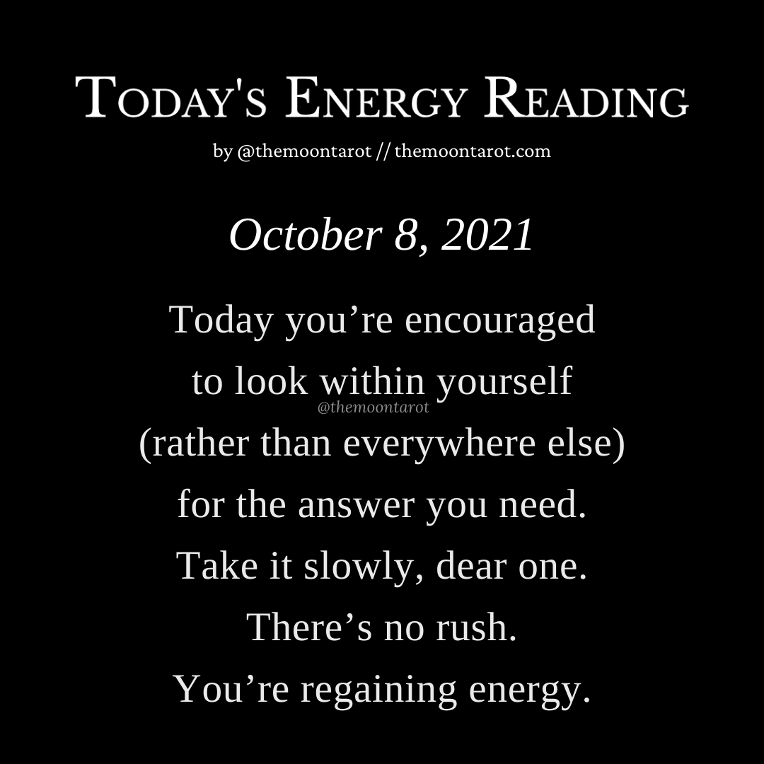themoontarot_'s tweet photo. Today's Energy Reading: October 8th, 2021 https://t.co/MhhreMTEMF