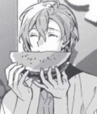 Hello good morning! Today i am sleep deprived but i got this beautiful and precious picture of gentaro with his watermelon, so I'm feeling better #GENTAROTHEWORLD 