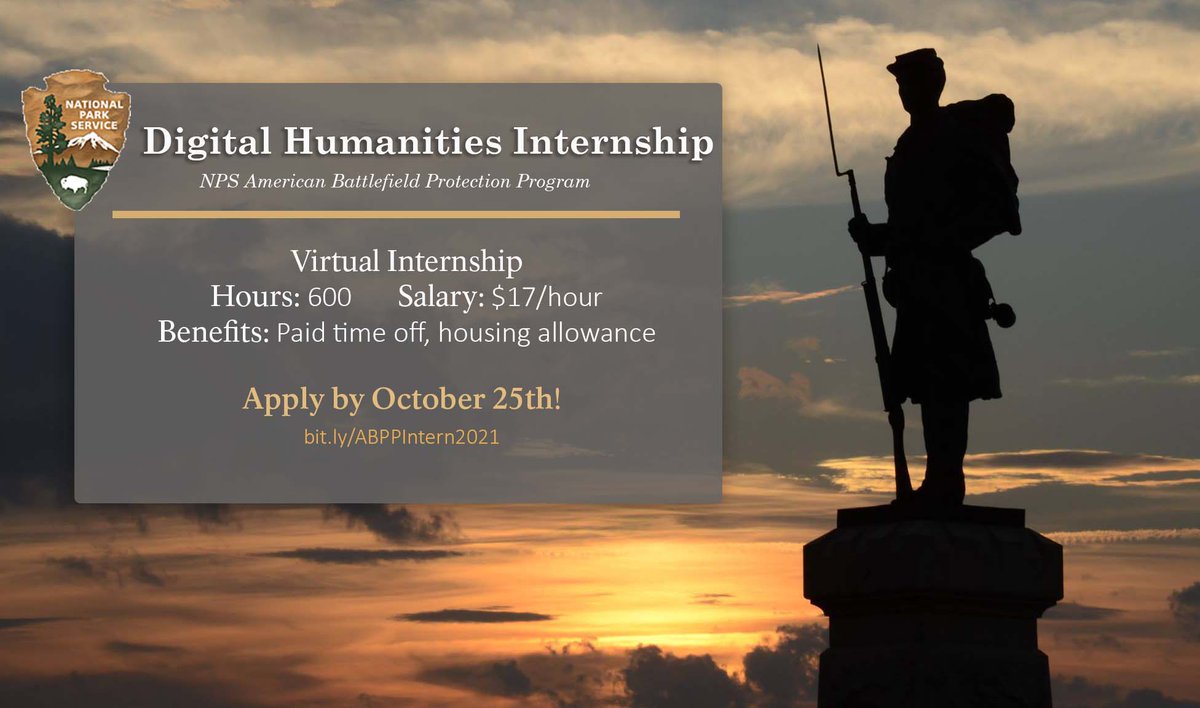 ABPPNPS's tweet photo. 📢Paid internship alert! We are looking for a candidate passionate about American history and preserving cultural landscapes, with strong writing skills. Join our team and create virtual content for web and social media. To apply today head to: https://t.co/1DaBDplWRy https://t.co/5DrtobOcEO