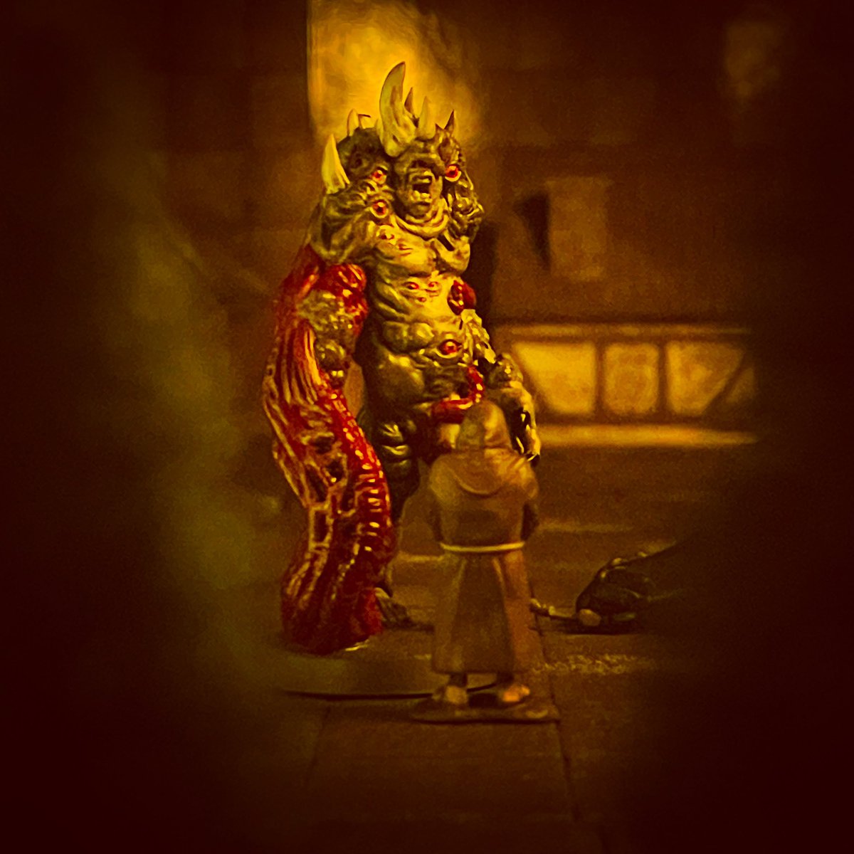 BoardBounty's tweet photo. As you turn to look, the creature is already bounding in your direction. Pestilent boils, jagged horns, and bloodshot eyes cover a massive figure - as tall as two men and wide as an ox. https://t.co/SZawmfEGU4