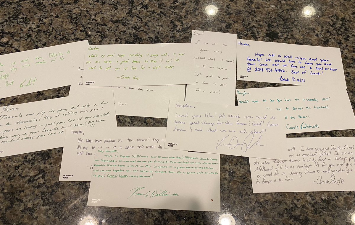 I appreciate the letters from the coaches at <a href="/Methodist_FB/">Methodist University FB</a> I can’t wait to get there for a visit.