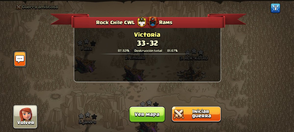Buena guerra con el apoyo de nuestra familia <a href="/AlianzaChileCoC/">Alianza Chile</a> y <a href="/PebreCucharead0/">Team Pebre</a> vs los compas de <a href="/RamsElite01/">╚»★«╝ Rams Elite ╚»★«╝</a>  GG en el torneo <a href="/Torneo_Swarg86/">Josh_Swarg86</a>