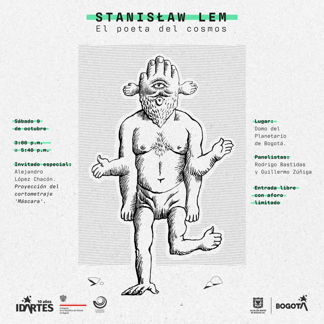 ENarrativa's tweet photo. Invitaciones en el marco de los 100 años de Stanislaw Lem: 

1️⃣El Poeta del Cosmos, octubre 9 - El bestiario de Stanislaw Lem, octubre 10. Invitan @planetariobta y @PLinColombia
 
2️⃣El Visionario del Cosmos, octubre 11 - 3° Taller de Ciencia Ficción, octubre 14. Invita @4l3ph https://t.co/fJRMm1h9nQ