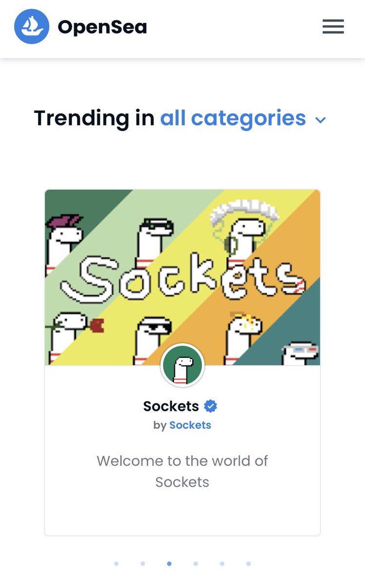 You love to see it! Sockets first time trending on the front page of #OpenSea 🙌