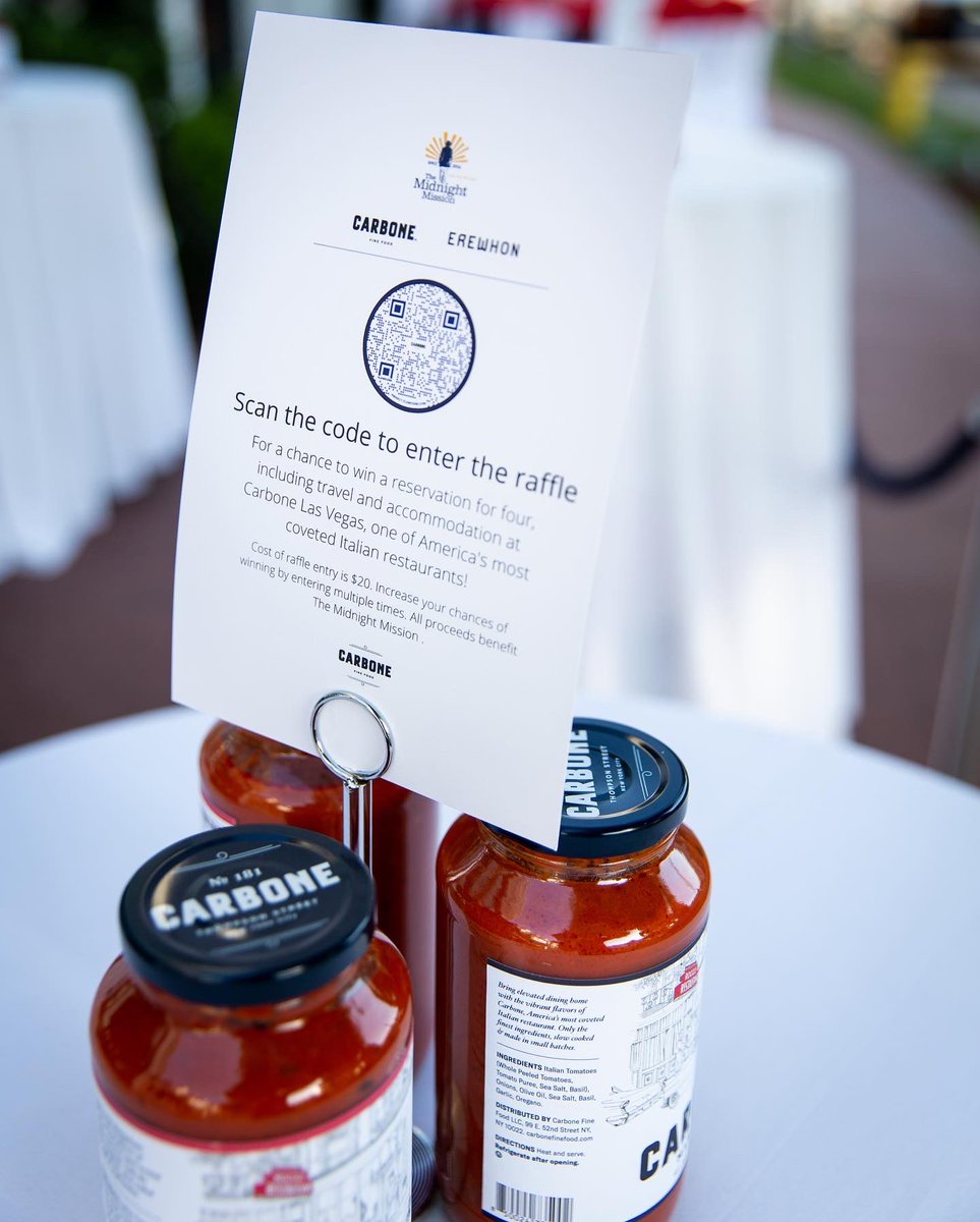 The Midnight Mission wishes to thank <a href="/ErewhonMarket/">Erewhon Market</a>, <a href="/CarboneFineFood/">Carbone Fine Food</a>, and Chef Mario Carbone. Congratulations to the raffle winners! Thank you to everyone who entered the raffle, which raised enough money to serve over 2,300 nutritious meals to our neighbors on #SkidRow.