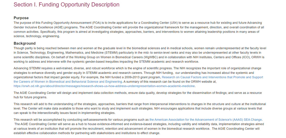 NIHgrants: RT @DLRDirector: ICYMI: NEW Funding opportunity available to support women in biomedical careers: Advancing Gender Inclusive Excellence (AGIE) – Coordinating Center. Deadline to apply is Nov. 30, 2021. bit.ly/2YoLJou #NIH #WomenInSTE…