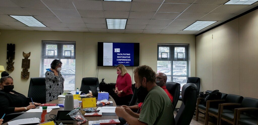 ZatkosC's tweet photo. Continuing the amazing work with Crispus Attucks Charter School. Facilitating Restorative Conferences training where we are building capacity in their building to repair harm and reintegrate into the CA community. #communitybuilding #firecrackerthat @LIU12Phyllis @LIU12_TaC https://t.co/ahkZRkt5j1