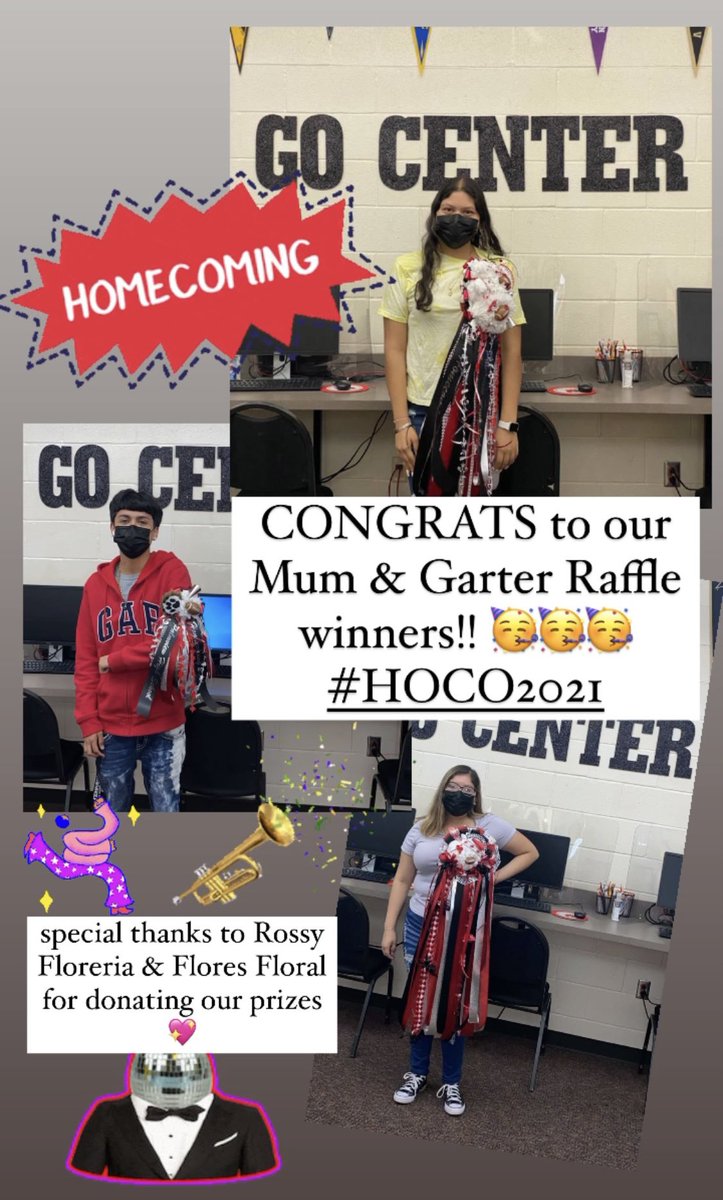 GoCenterPHS's tweet image. Happy homecoming week!! 🐺🐾🎉
Congrats to our raffle winners!!! 🥳
special thanks to Rossy Floreria and Flores Floral for donating our prizes. 
Let’s continue submitting our college applications and FASFA apps!
#HOCO2021 #Homecoming2021