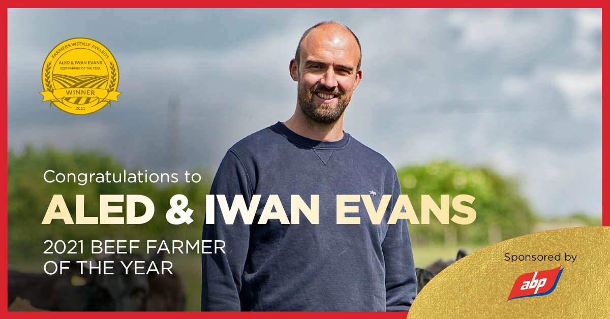 FarmersWeekly's tweet photo. The 2021 Beef Farmer of the Year is Aled &amp; Iwan Evans. @aledpictonevans 

They have developed a scalable system around realistic profit and lifestyle targets. Cost control is exceptional, as is their ability to budget for the future. 

Proudly sponsored by @AbpFoods 

#FWAwards https://t.co/uKls4po7wg