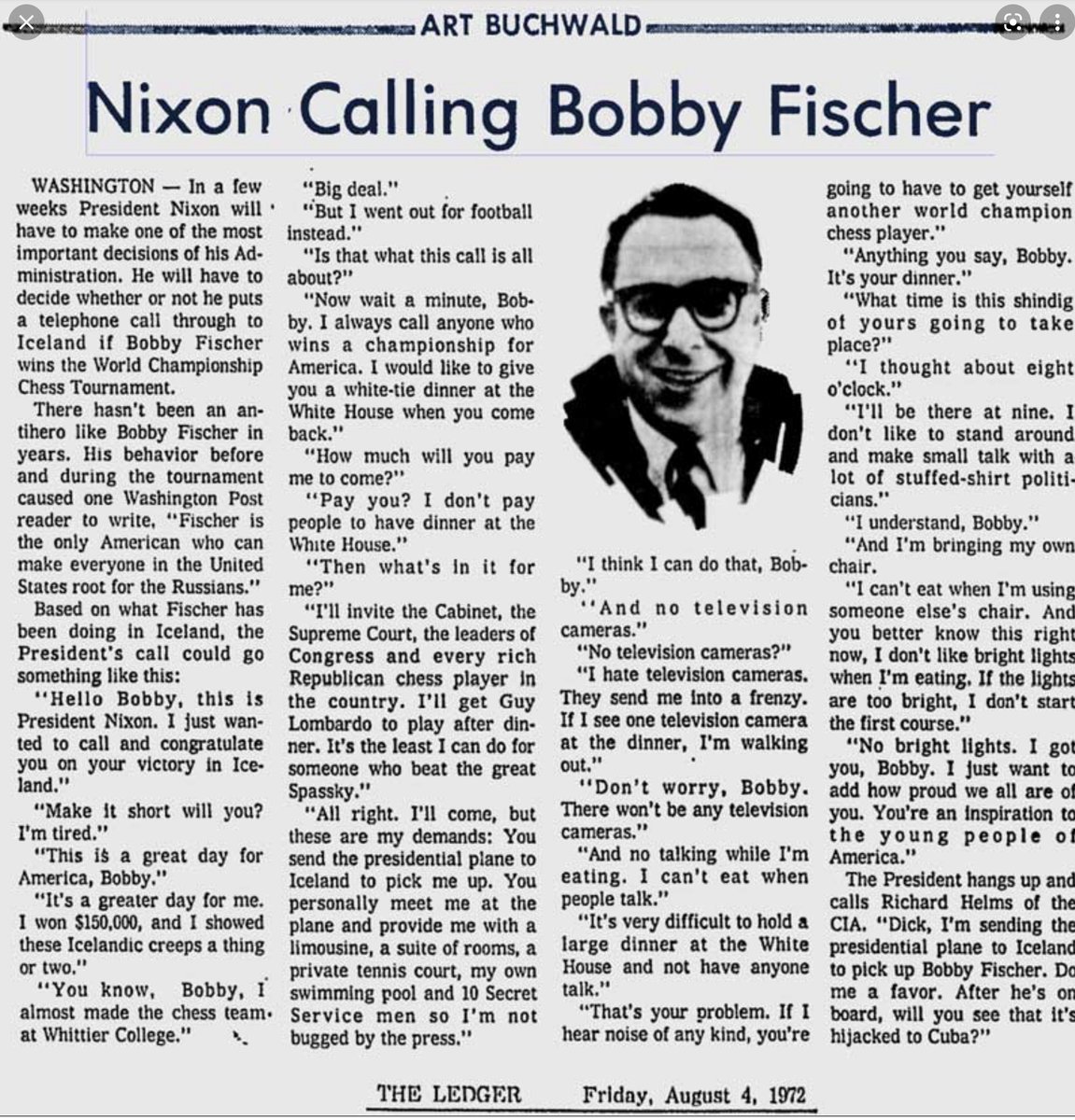 AlphaChessMove's tweet image. #Chessmemories - 1st time I ever heard the name Bobby Fischer  was in the back seat of my dad’s car Aug 8, 1972.  it was my B-day.  My dad was complaining how bad Nixon &amp;amp; Fischer’s behavior was and how they deserved each other!! I knew of Nixon, but I had never heard of Fischer.