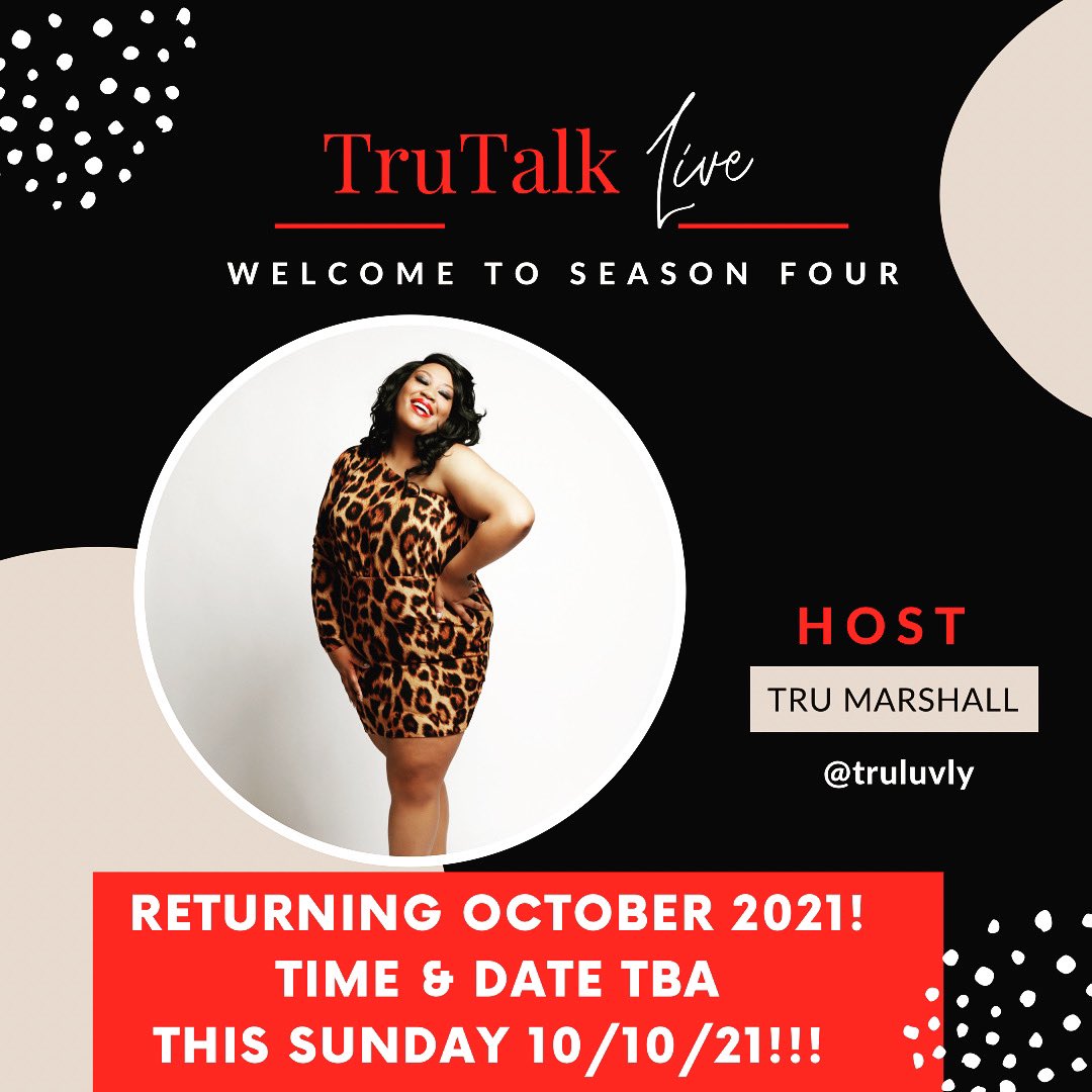 TruTalkLive's tweet photo. OCTOBER 10th‼️Be on the look out for a message from Tru! @truluvly 
She’ll be announcing the date of the next Live discussion as well as what’s in store for #TruTalkLive this season!🙌🏾
.  Tag Someone‼️🎙❤️
#trutalklivediscussions #kansascity #trutalklive #explorepage #fyp https://t.co/btH0Lx7wno
