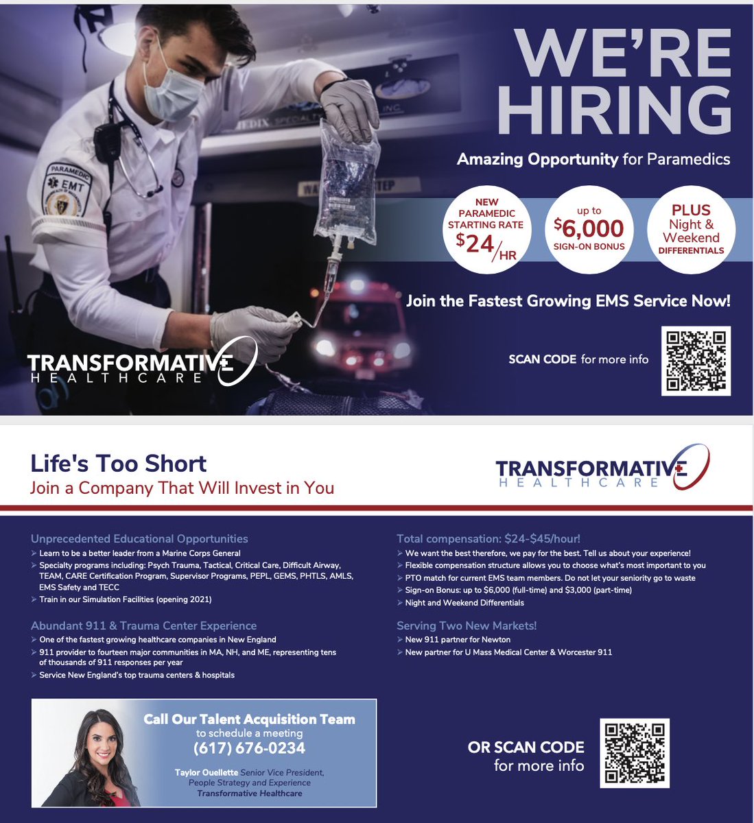 FallonAmb's tweet image. Transformative Healthcare is pleased to announce that we will continue to set the standard for EMS compensation and increase our Paramedic starting wage to $24.00/hour effective immediately. Apply and join us! m.facebook.com/fallonambulanc…