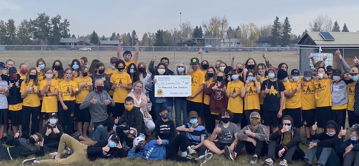 oilfieldsschool's tweet photo. The Lions making a very generous donation to our sustainability program. We are going to be building a pergola in the garden for our  outdoor classroom! https://t.co/YG3J78QVzJ