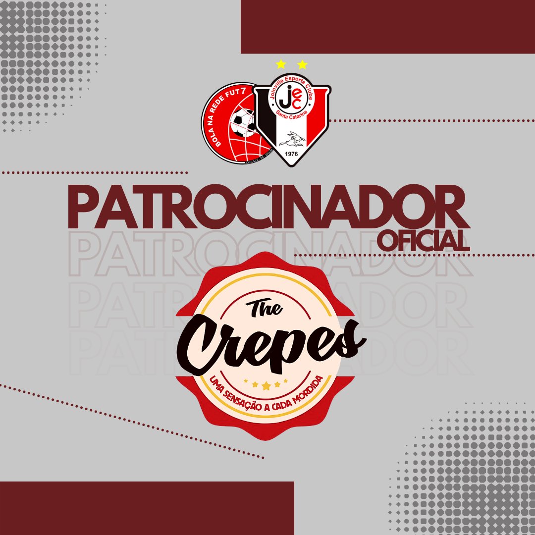 jec_bolanarede's tweet photo. PATROCINADOR OFICIAL

A The Crepes é patrocinadora oficial do JEC / Bola na Rede Futebol 7. Queremos agradecer imensamente pela confiança em nosso projeto. Que essa parceria tenha vida longa 🤝

#VaiPraCimaDelesTricolor 🇾🇪
⚫⚪🔴
#JEC #JECFutebol7 #jecfut7 #joinville #BolaNaRede https://t.co/nZIyqQ79uE