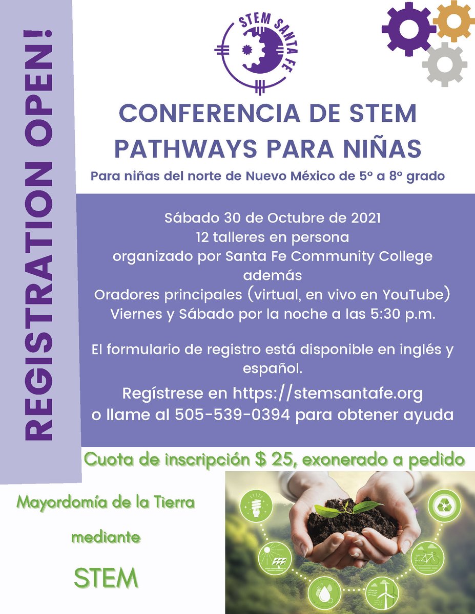 Registrations are rolling in. If you know a girl in 5th-8th grade in Northern New Mexico, please let her know to register. Registration closed on October 24. Thank you <a href="/SFCCNM/">SFCC</a> for hosting.
#newmexicostem #GirlsInSTEM