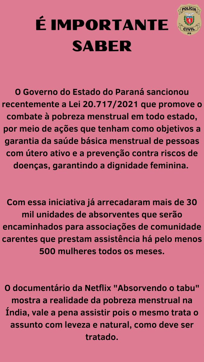dpmulhermaringa's tweet photo. Precisamos falar sobre a precariedade menstrual, sim! https://t.co/0Al1TjNVnJ
