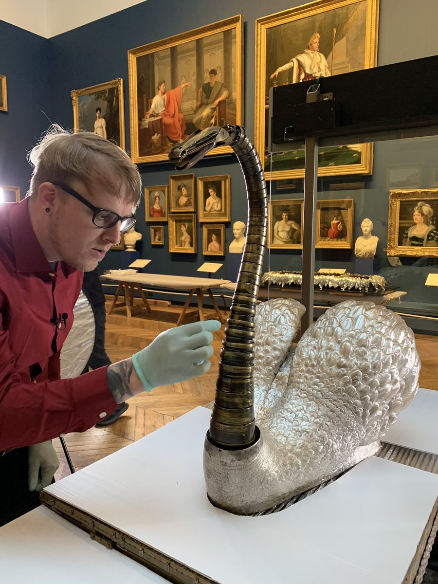 AnnaRolls1's tweet image. Much fun and dialogue has been had this week working with a great team on the Bowes Museum’s #swanstudyweek looking at the mechanism and associated problems of their beautiful silver swan automaton